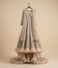 Champagne Ruffle Net Maxi