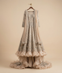 Champagne Ruffle Net Maxi
