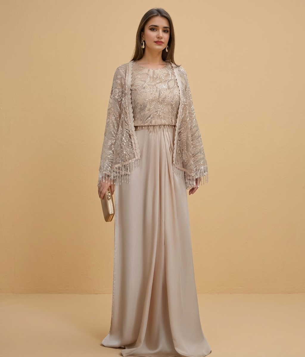 Champagne Tissue Drapery Gown