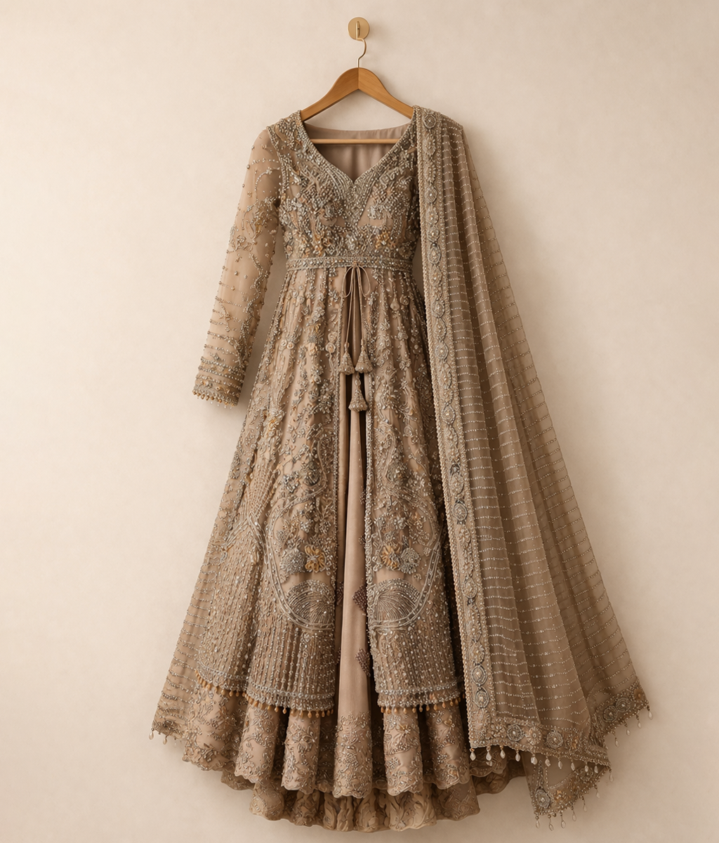 Champagne Zardozi Bridal Lehenga