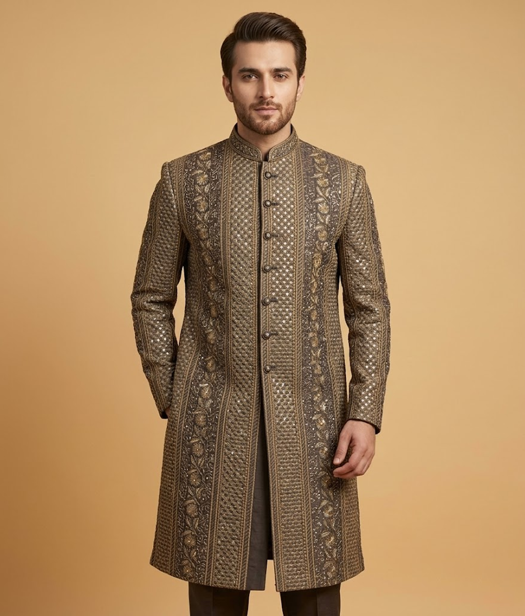 Charcoal & Gold Katdana Stripe Dulha House