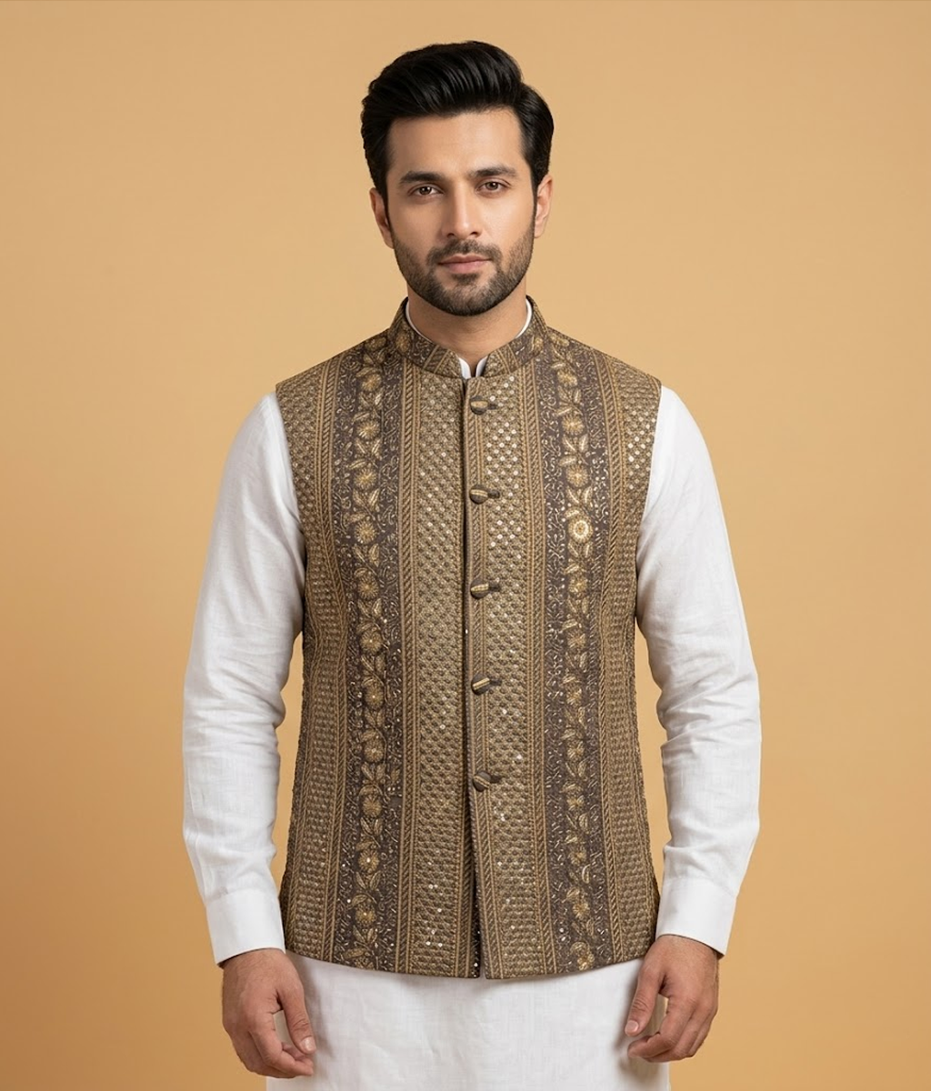Charcoal & Gold Katdana Stripe Dulha House