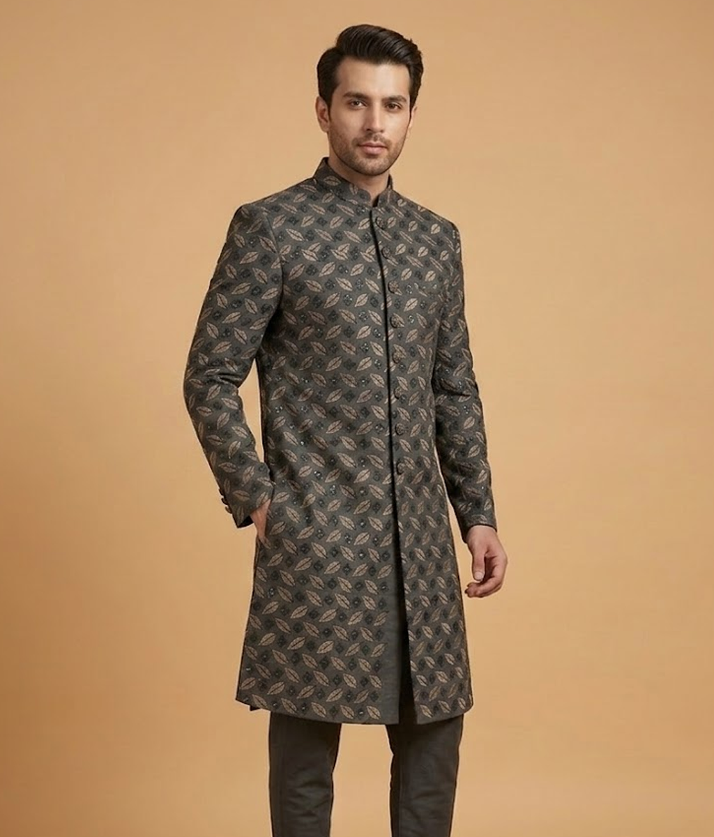 Charcoal Sequin Leaf Dulha House