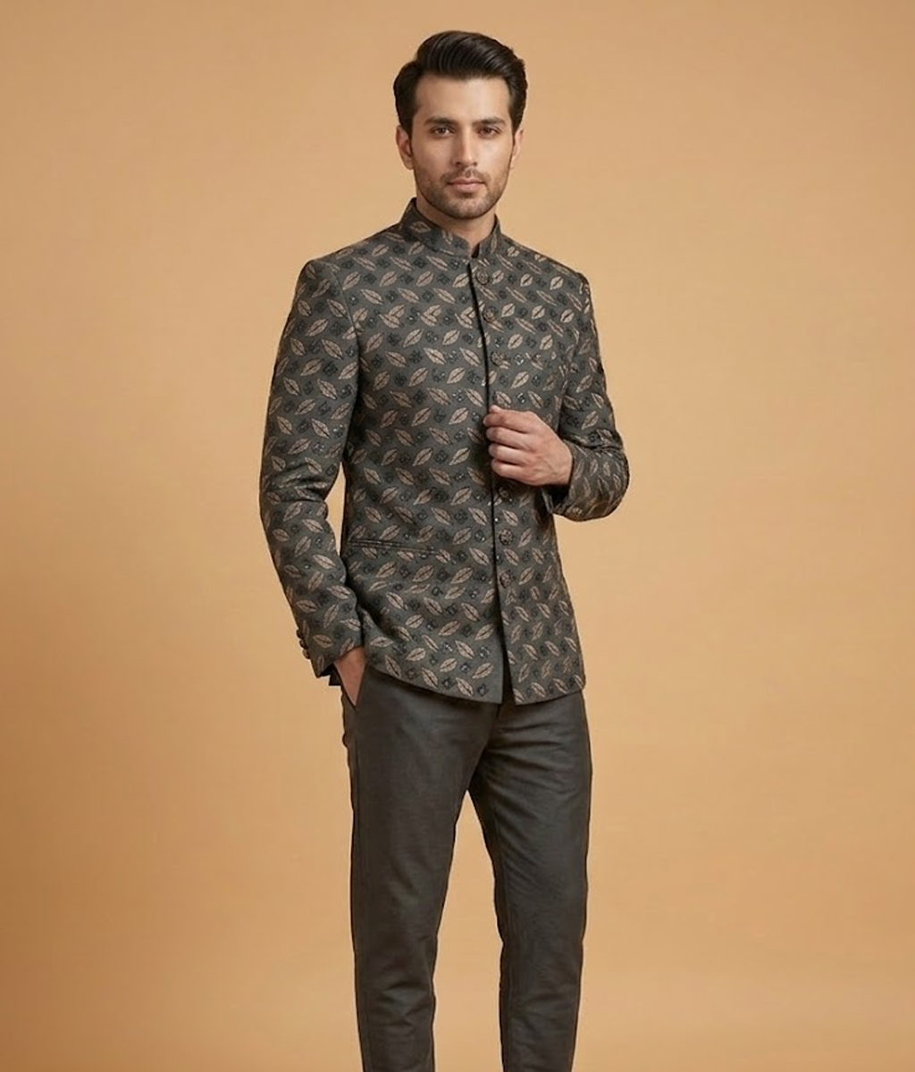 Charcoal Sequin Leaf Dulha House