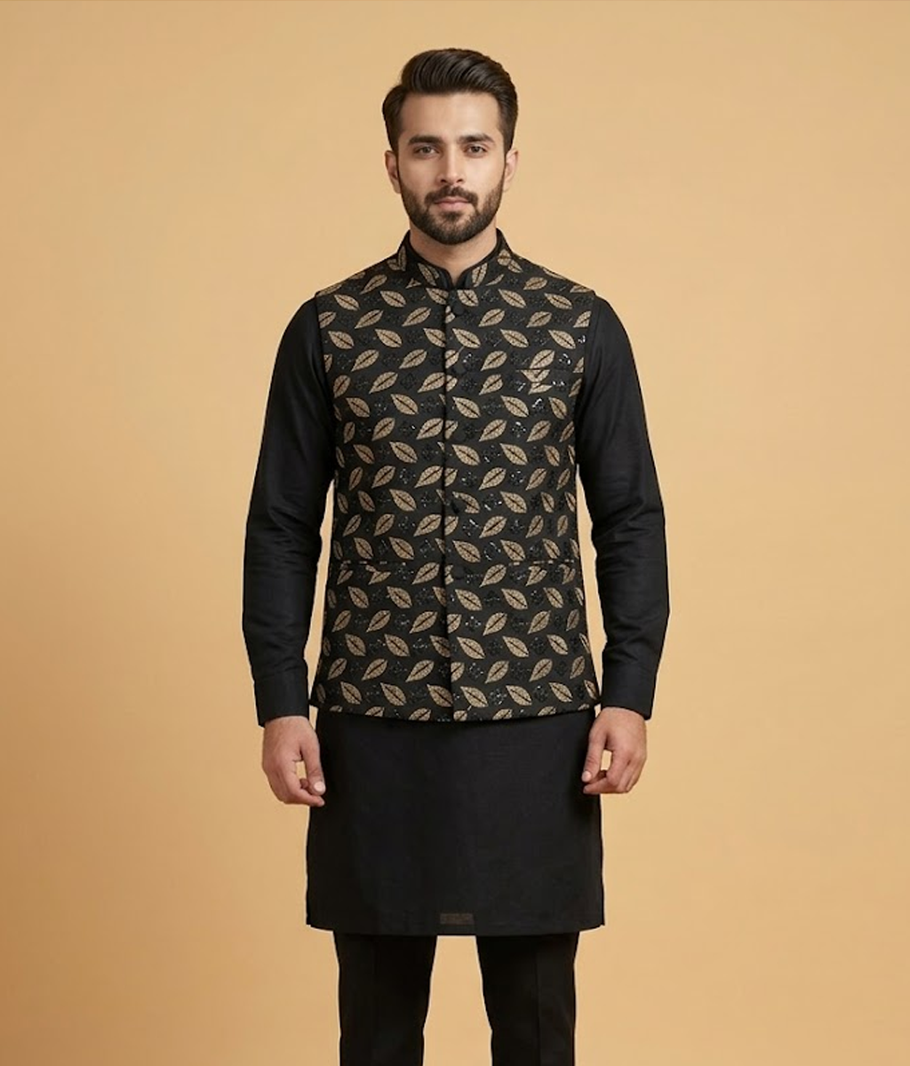 Charcoal Sequin Leaf Dulha House