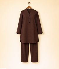 Chocolate brown plain 2 piece co-ord set