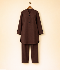 Chocolate brown plain 2 piece co-ord set