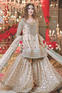 Copper Antique Zardozi & Crystal Gharara
