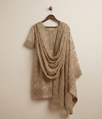 Copper gold Raw Silk 2 Piece Shirt and Dupatta