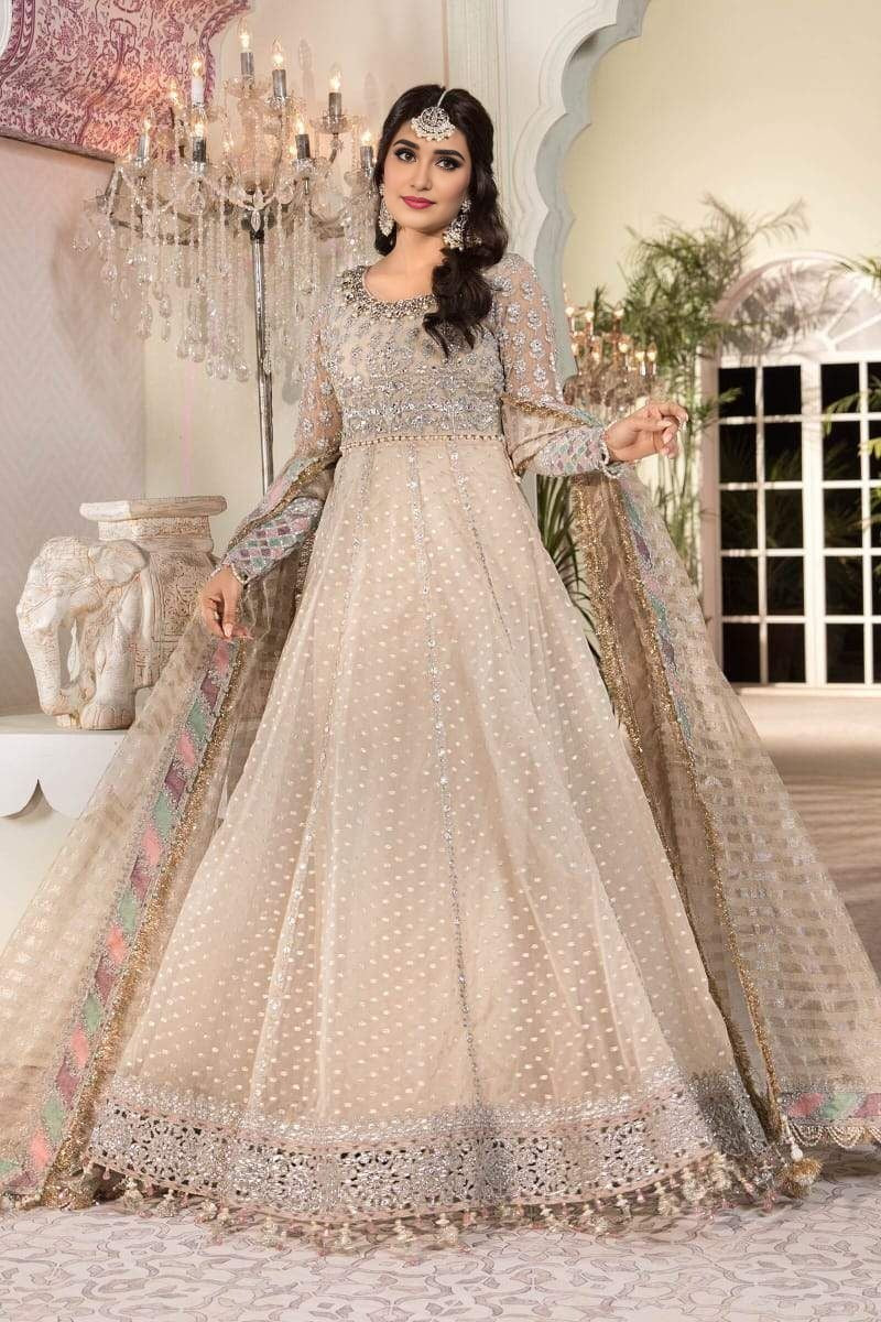 Cream Mukesh Net Maxi