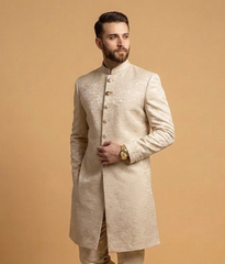 Cream Damask Silk Dulha House