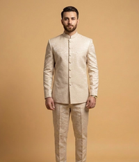 Cream Damask Silk Dulha House