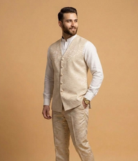 Cream Damask Silk Dulha House