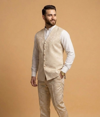 Cream Damask Silk Dulha House