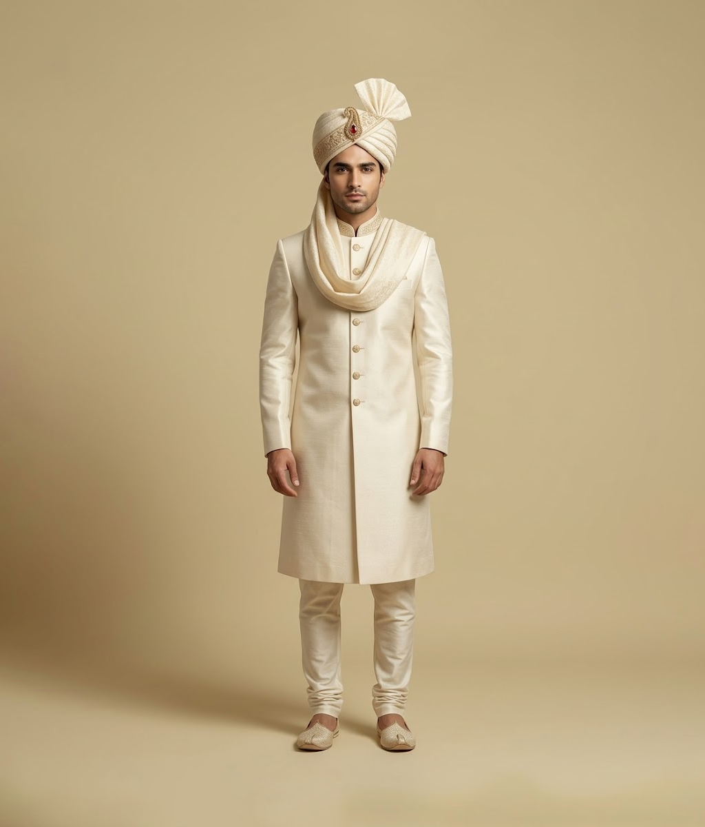 Cream Embroidered Turban