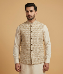 Cream Lattice Jamawar Dulha House