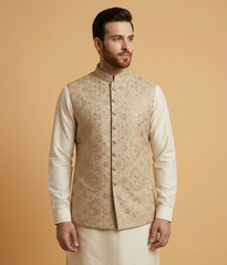 Cream Sequin Embroidery Jamawar Dulha House