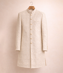 Cream and Gold rawsilk Sherwani