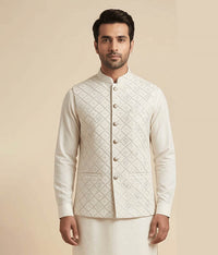Cream white fancy waistcoat
