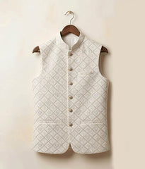 Cream white fancy waistcoat