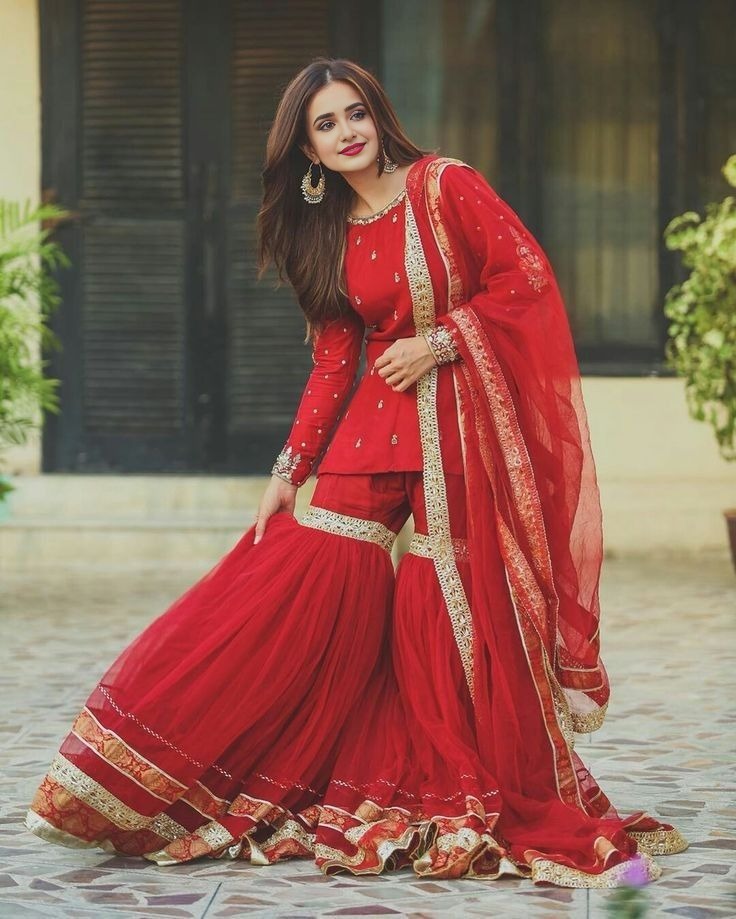 Crimson Red Gota Gharara