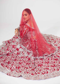 Crimson Red Silver Vasli Bridal Lehnga