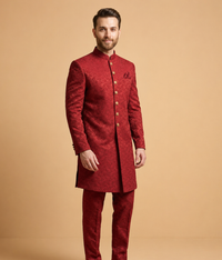 Crimson Khadi Jamawar Dulha House