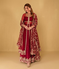 Crimson Net Kalidar Frock