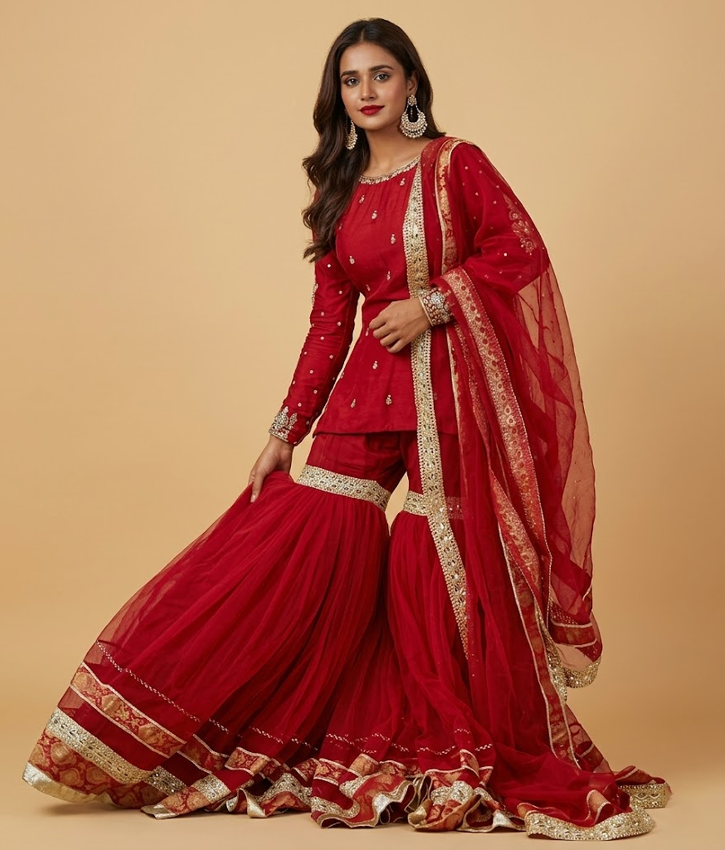 Crimson Red Gota Gharara