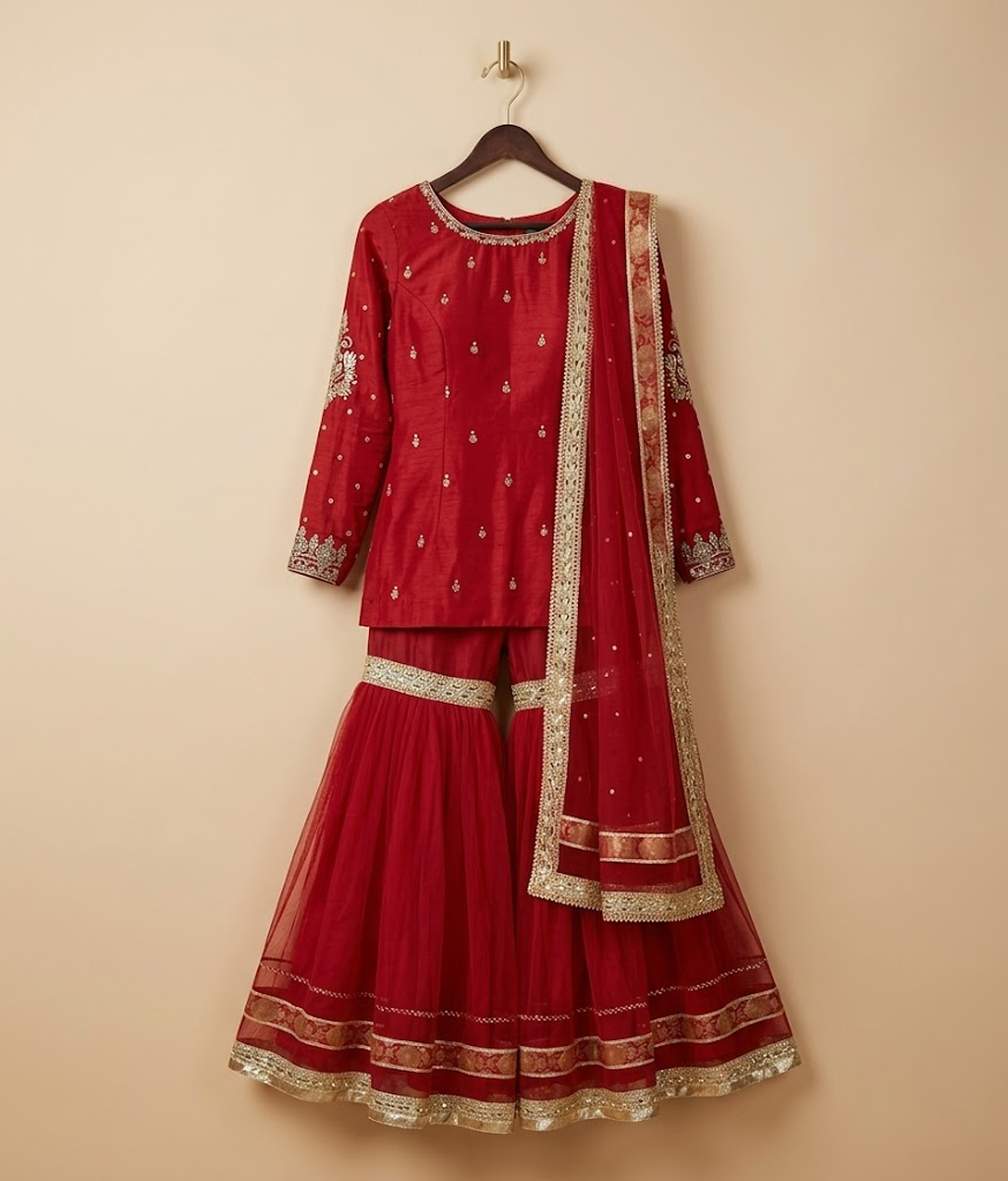 Crimson Red Gota Gharara