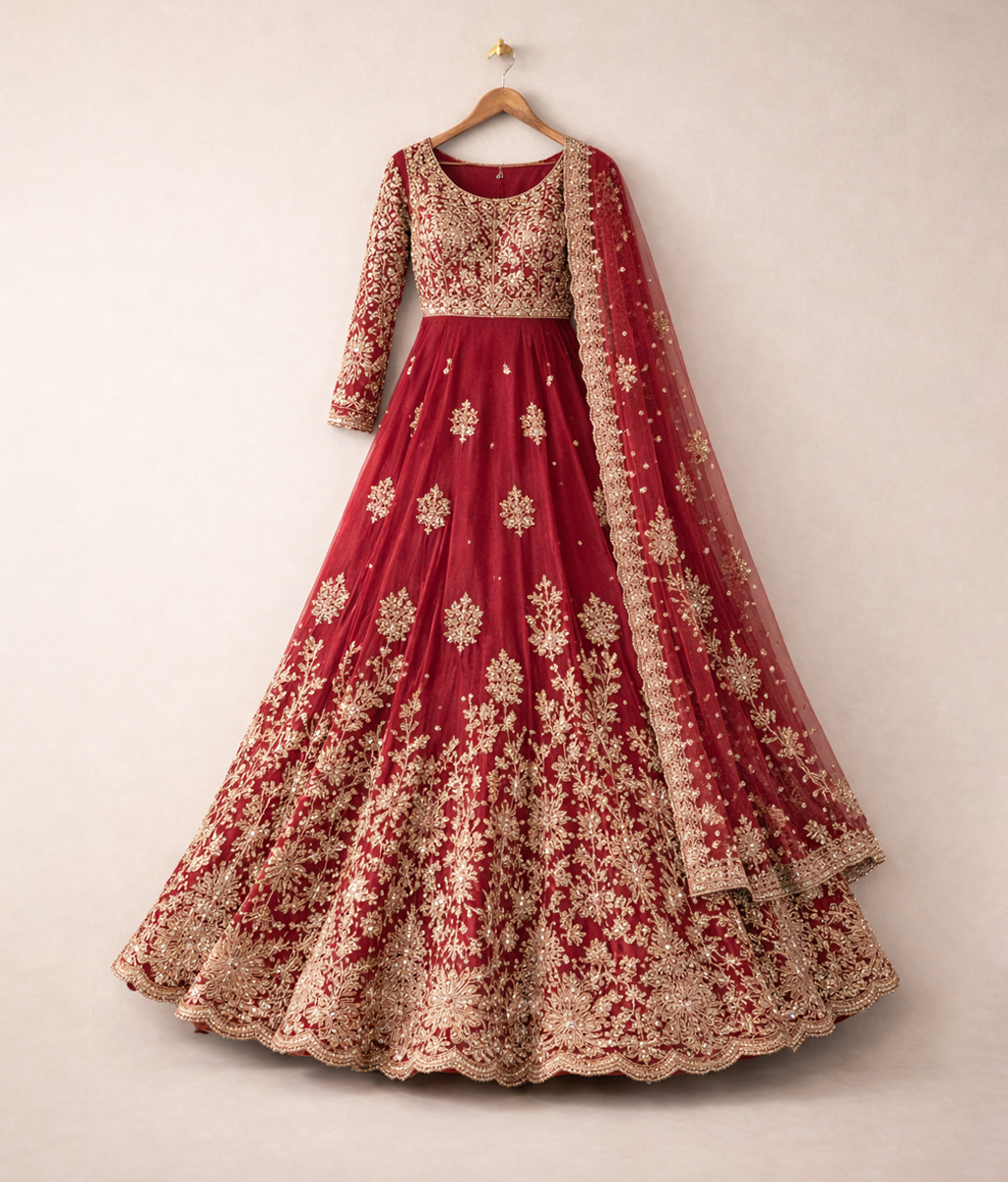 Crimson Zardozi Bridal Lehenga