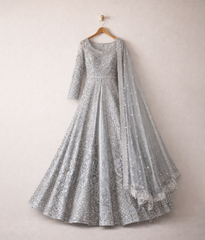 Crystal Blue bridal lehenga.