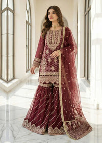 Deep Maroon Zardozi & Resham Worked Gharara Set