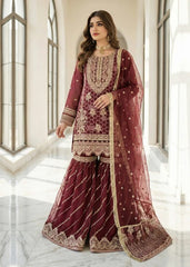 Deep Maroon Zardozi & Resham Worked Gharara Set