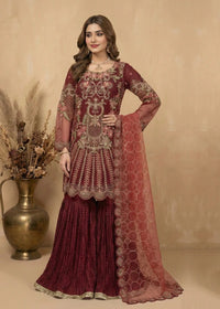 Deep Maroon Zardozi & Scalloped Gharara Set
