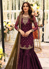 Deep Plum Hand-Embellished Zardozi Gharara