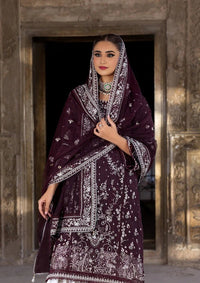 Deep Plum and Silver Tilla Worked Gharara