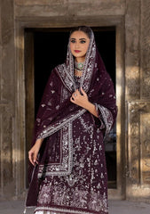 Deep Plum and Silver Tilla Worked Gharara