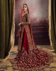 Deep Scarlet Dabka Worked Tail-Gharara