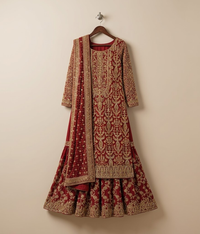 Deep Scarlet Dabka Worked Tail-Gharara