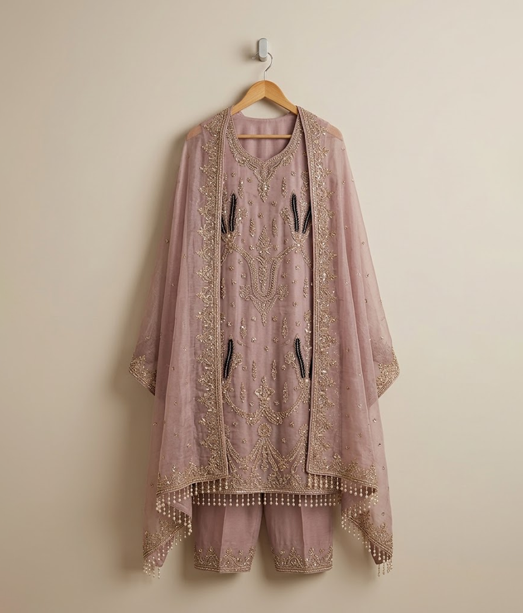 Dessert Brown Raw Silk 3 piece suit