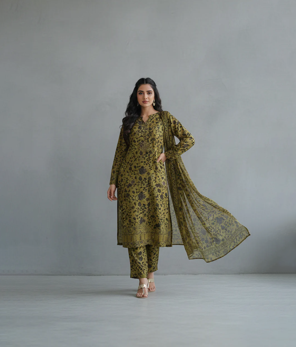Digital printed cotton suit
