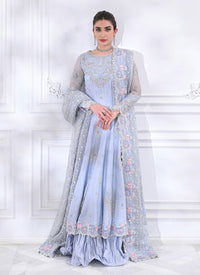 Dusty Lavender Floral Resham & Zari Layered Pishwas