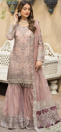 Dusty Rose Crystal & Sequin Detailed Gharara