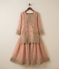 Dusty Peach Vasli & Sequin Embellished Gharara