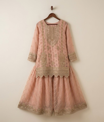 Dusty Peach Vasli & Sequin Embellished Gharara