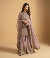 Dusty Rose Gold Thread & Tilla Gharara