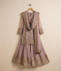 Dusty Rose Gold Thread & Tilla Gharara