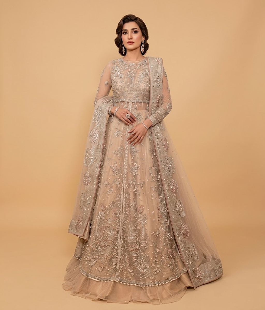 Dusty Rose Zardozi Bridal Lehenga