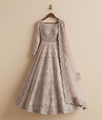 Dusty Rose Zardozi & Crystal Flared Maxi